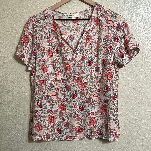 ADRIENNE VITTADINI light floral print short sleeve top - Picture 1 of 8